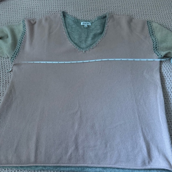 J Johnny Was Whip Stitch Sweater L – 100% Cashmere Blush Pink & Gray Colorblock - Picture 8 of 10